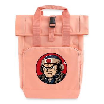 Krieger Samurai Cartoon Design - Rolltop Rucksack mit zwei Griffen - Chintzrosa - Vorne