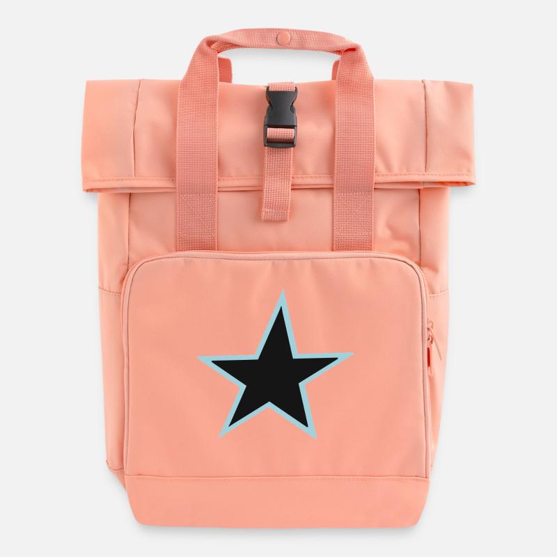 Abstrakte Bunte Sternzeichnung - Rolltop Rucksack mit zwei Griffen - Chintzrosa