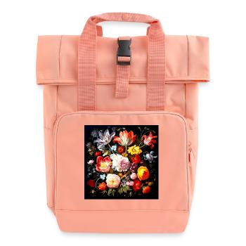 Vibrant floral splendour in Baroque style Flemish - Roll Top Backpack with Two Handles - chintz rose - Front