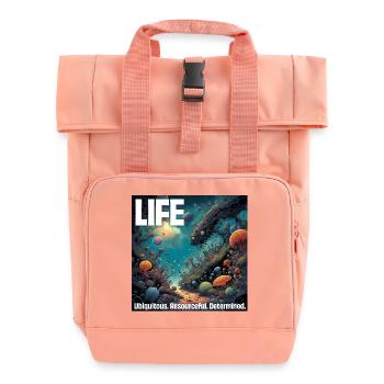 La vie : Omniprésente. Débrouillard. Déterminé. - Sac à dos Roll Top à deux anses - rose liberty - Devant
