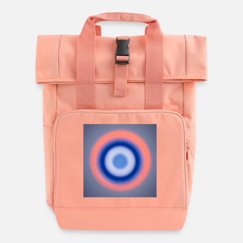 Peacock Circle - Roll Top Backpack with Two Handles - chintz rose