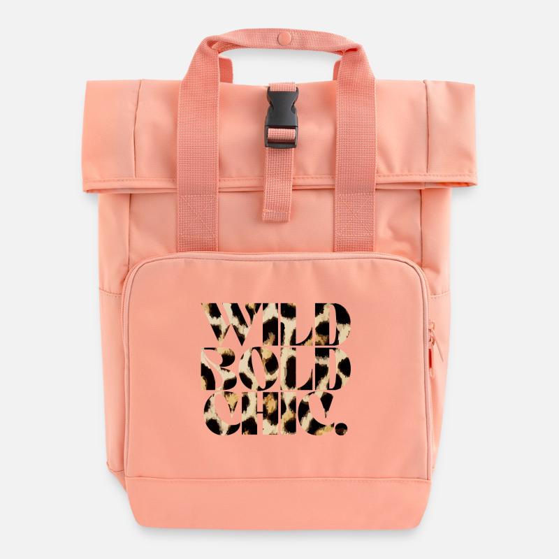 Wild Bold Chic Typography - Roll Top Backpack with Two Handles - chintz rose