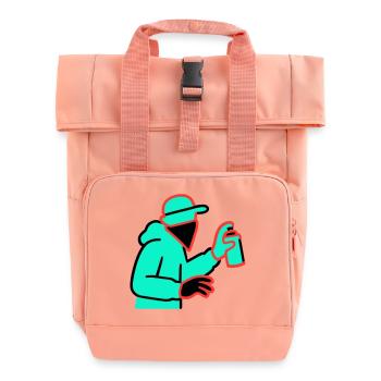 Neon Graffiti Sprayer - Roll Top Backpack with Two Handles - chintz rose - Front