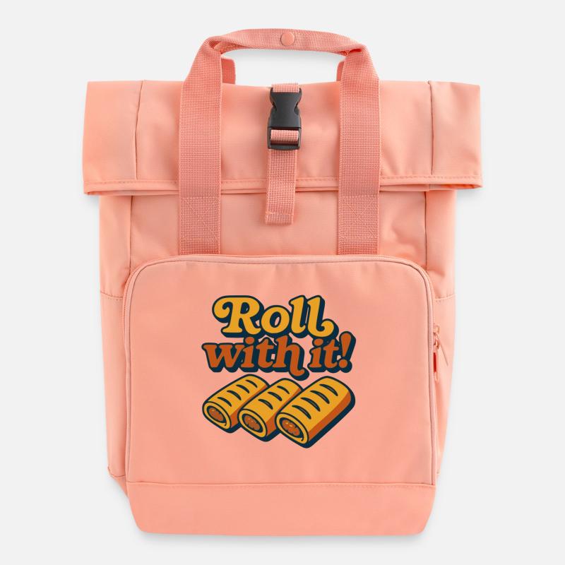 Roll with It - Roll Top Backpack with Two Handles - chintz rose