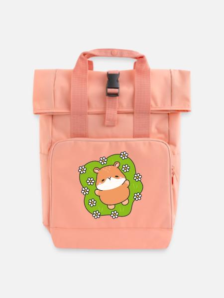 Gänseblümchen-Feldhamster - Rolltop Rucksack mit zwei Griffen - Chintzrosa