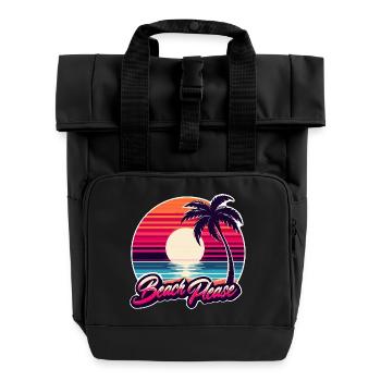 Beach Sunset Beach Please - Roll Top Backpack with Two Handles - black - Front