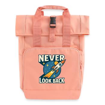 Never Look Back Rocket Motif Retro Space - Roll Top Backpack with Two Handles - chintz rose - Front