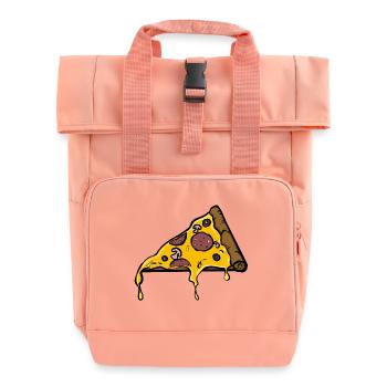Schmelzende Peperoni Pizza Slice Illustration - Rolltop Rucksack mit zwei Griffen - Chintzrosa - Vorne