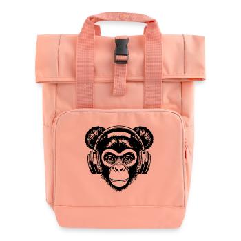 Skateboard Dutt Affe Street Kopfhörer Groove Shirt - Rolltop Rucksack mit zwei Griffen - Chintzrosa - Vorne