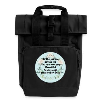 Flower Wreath Courage Circle - Roll Top Backpack with Two Handles - black - Front