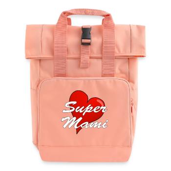 Awesome Mommy - Roll Top Backpack with Two Handles - chintz rose - Front