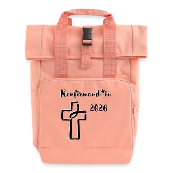 Celebrate Confirmation 2026 in a gender-appropriate way Fish Cross - Roll Top Backpack with Two Handles - chintz rose - Front