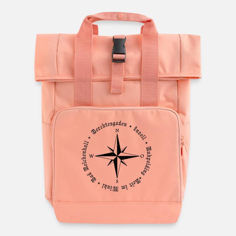 Compass Alps Places Design - Roll Top Backpack with Two Handles - chintz rose