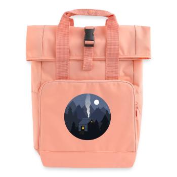 Nightfall Cabin in Pines - Roll Top Backpack with Two Handles - chintz rose - Front