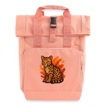 Flammender Ozelot - Rolltop Rucksack mit zwei Griffen - Chintzrosa - Vorne