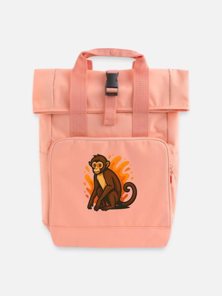 Klammeraffe in Flammender Aura - Rolltop Rucksack mit zwei Griffen - Chintzrosa