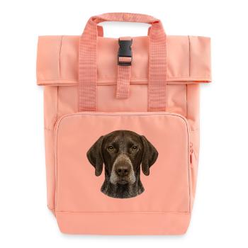 Braunes Hundegesicht Nahaufnahme - Rolltop Rucksack mit zwei Griffen - Chintzrosa - Vorne