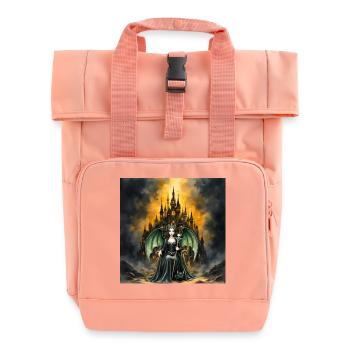 Geflügelte Zauberin vor der Burg - Rolltop Rucksack mit zwei Griffen - Chintzrosa - Vorne
