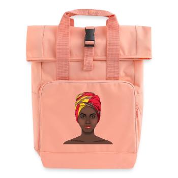 Art audacieux de femme africaine avec un bandeau coloré vibrant - Sac à dos Roll Top à deux anses - rose liberty - Devant