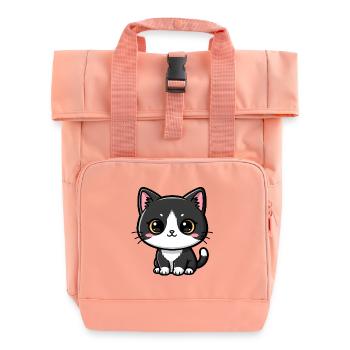 Charme Kawaii Chat Noir-Blanc - Sac à dos Roll Top à deux anses - rose liberty - Devant