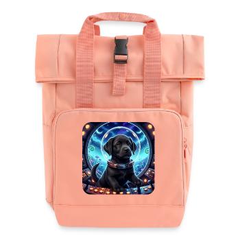 Cosmic Pup in Space Cockpit - Roll Top Backpack with Two Handles - chintz rose - Front