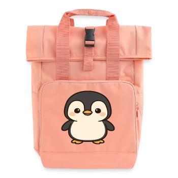 Kawaii Pinguin Charm - Rolltop Rucksack mit zwei Griffen - Chintzrosa - Vorne