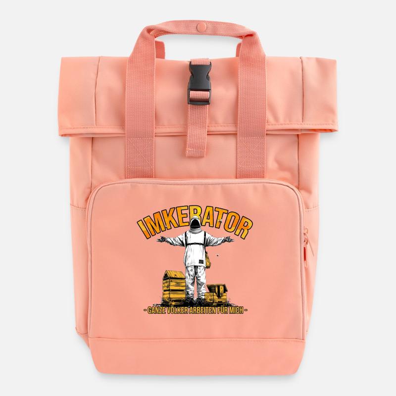 Beekeeper Whole colonies work for me - Roll Top Backpack with Two Handles - chintz rose