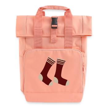 Maroon Striped Toe Socks - Roll Top Backpack with Two Handles - chintz rose - Front