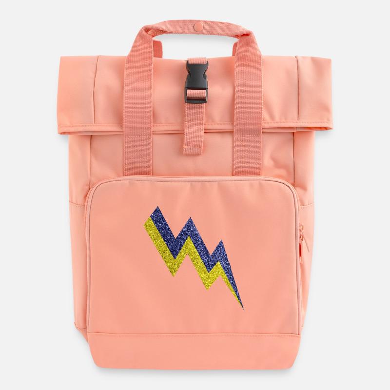 Éclair scintillant or et bleu - Sac à dos Roll Top à deux anses - rose liberty