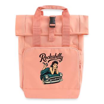 Rockabilly Vintage Car Pin Up Girl Gift - Roll Top Backpack with Two Handles - chintz rose - Front