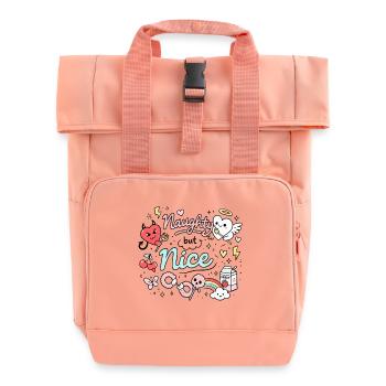 Naughty But Nice Cheeky Doodle Statement - Roll Top Backpack with Two Handles - chintz rose - Front