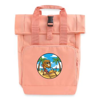 Coole Lion Beach Urlaubs-Sommerstimmung - Rolltop Rucksack mit zwei Griffen - Chintzrosa - Vorne