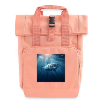 Weißer Hai im Sonnenlicht Design Ozean - Rolltop Rucksack mit zwei Griffen - Chintzrosa - Vorne