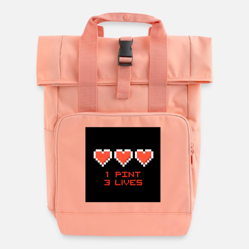 Pixel Hearts 1 pint 3 vies - Sac à dos Roll Top à deux anses - rose liberty