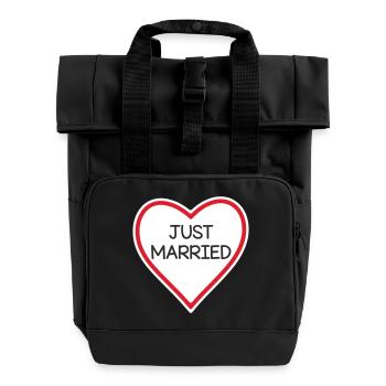 Herzbanner Just Verheiratet - Rolltop Rucksack mit zwei Griffen - Schwarz - Vorne