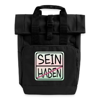 ACHTSAMKEIT HABEN SEIN - Rolltop Rucksack mit zwei Griffen - Schwarz - Vorne