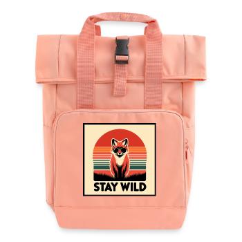 stay wild - Roll Top Backpack with Two Handles - chintz rose - Front