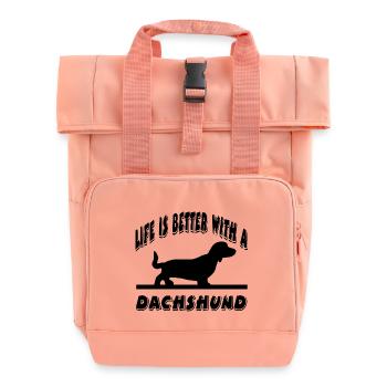 Dackel - Rolltop Rucksack mit zwei Griffen - Chintzrosa - Vorne