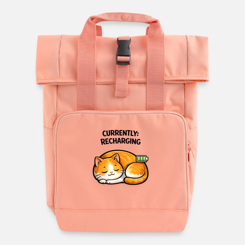 Cat Power Charged Sleep - Roll Top Backpack with Two Handles - chintz rose