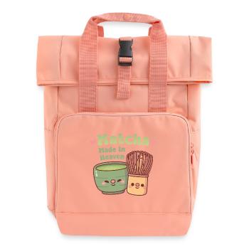 Süßer Matcha und Schlagei Matcha im Himmel gemacht Wortspiel - Rolltop Rucksack mit zwei Griffen - Chintzrosa - Vorne