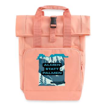 Almen statt Palmen – Berglandschaft - Rolltop Rucksack mit zwei Griffen - Chintzrosa - Vorne
