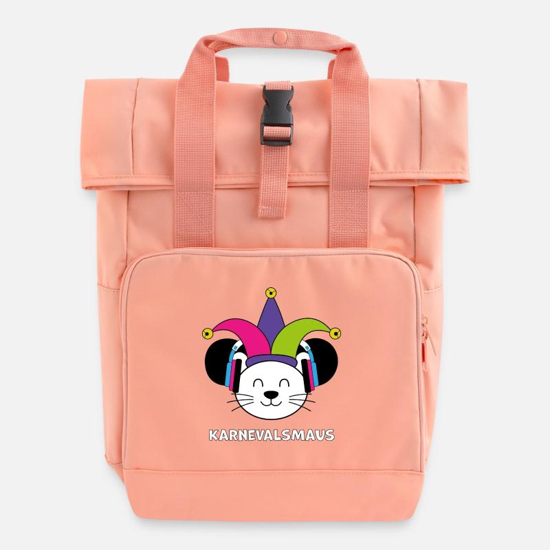 Carnival Mouse - Roll Top Backpack with Two Handles - chintz rose