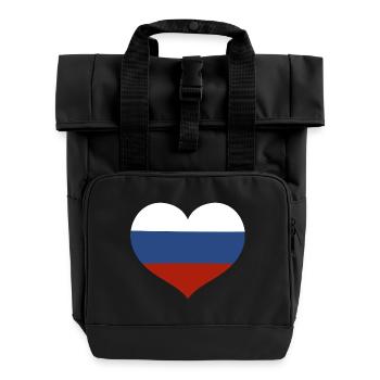 Russia Heart Flag - Roll Top Backpack with Two Handles - black - Front