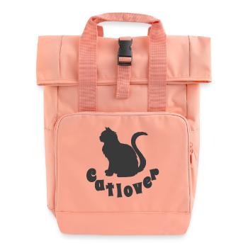 Cat sitting - Roll Top Backpack with Two Handles - chintz rose - Front