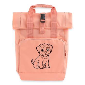 Little puppy outline illustration - Roll Top Backpack with Two Handles - chintz rose - Front