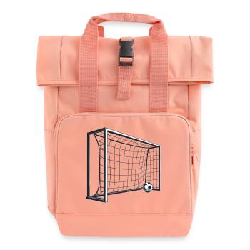 Soccer Goal Net Shot 3D - Roll Top Backpack with Two Handles - chintz rose - Front