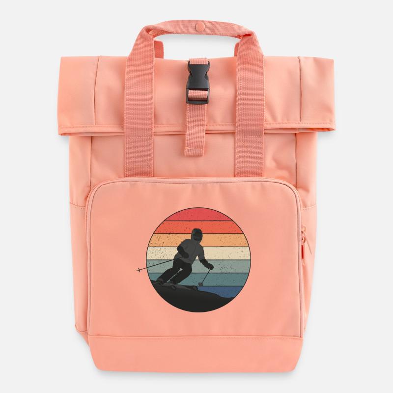 Descente skiée au coucher du soleil - Sac à dos Roll Top à deux anses - rose liberty