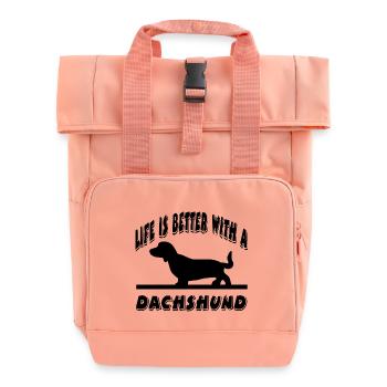 Dackel - Rolltop Rucksack mit zwei Griffen - Chintzrosa - Vorne