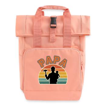 Papa und Baby in der Dämmerung - Rolltop Rucksack mit zwei Griffen - Chintzrosa - Vorne