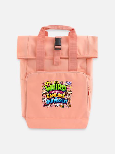 Seltsames Alter: Gleichalt - Rolltop Rucksack mit zwei Griffen - Chintzrosa